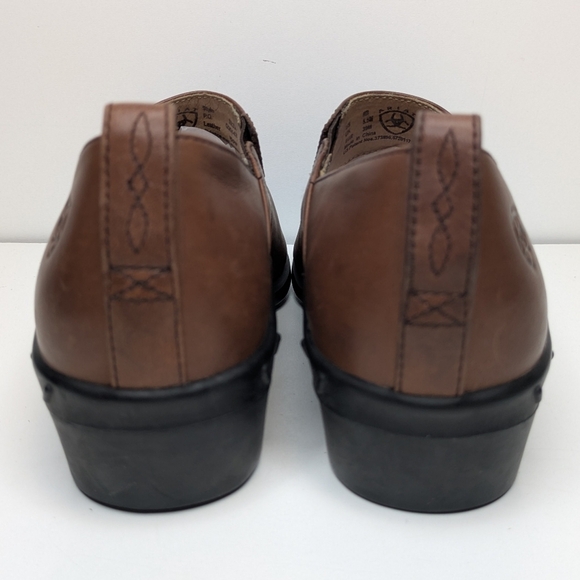 Ariat Brown Leather Slip On Loafers Clogs Comfort Western Women's Size 8 - Picture 6 of 9